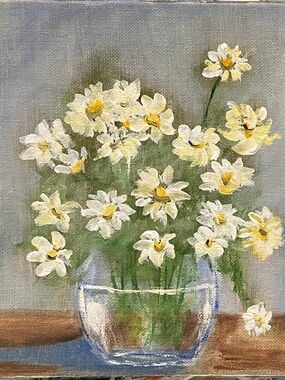 Original hand painted Daisy, flowers, canvas wall, art Mother’s Day gift